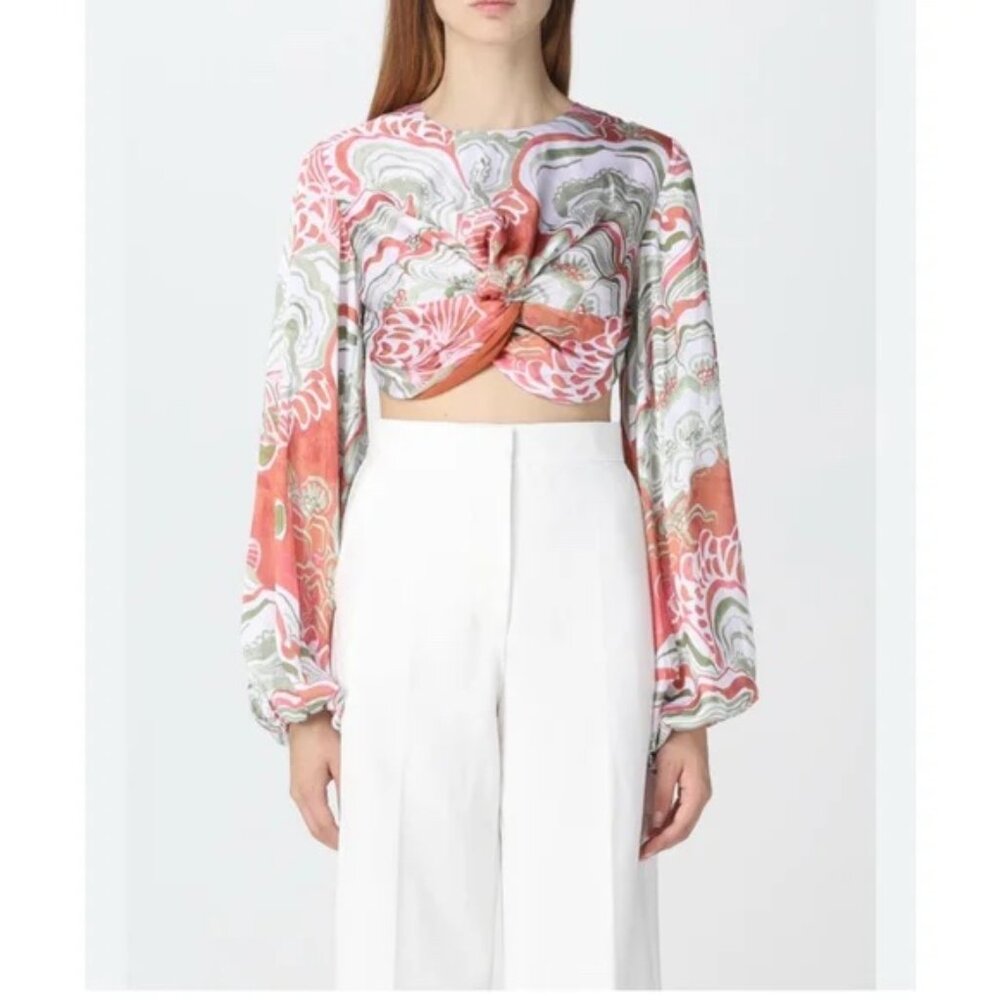 NWT | Andrea Iyamah Resortwear Behati Crop Top Abstract Mushroom Print